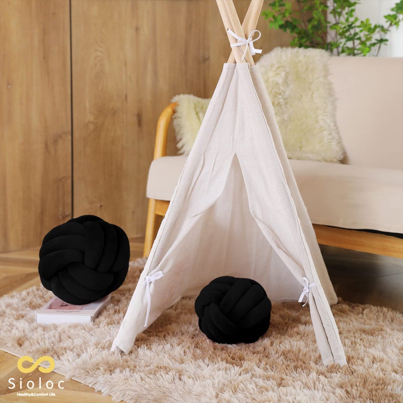 Sioloc Soft Knot Ball Pillows,Round Throw Pillow Cushion Home Decoration Plush Pillow,Throw Knotted Pillow Handmade Round Plush Pillow（10.6inches,Black） - Image 5