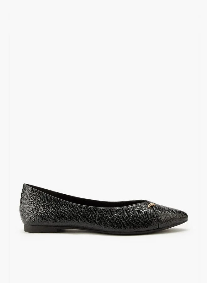 Textured Slip-On Ballerina Shoes