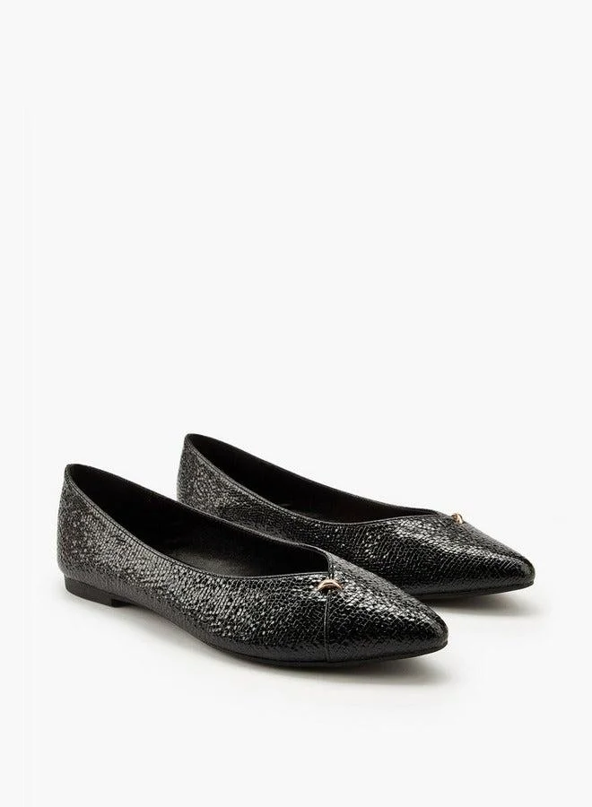 Flora Bella By Shoexpress Textured Slip-On Ballerina Shoes