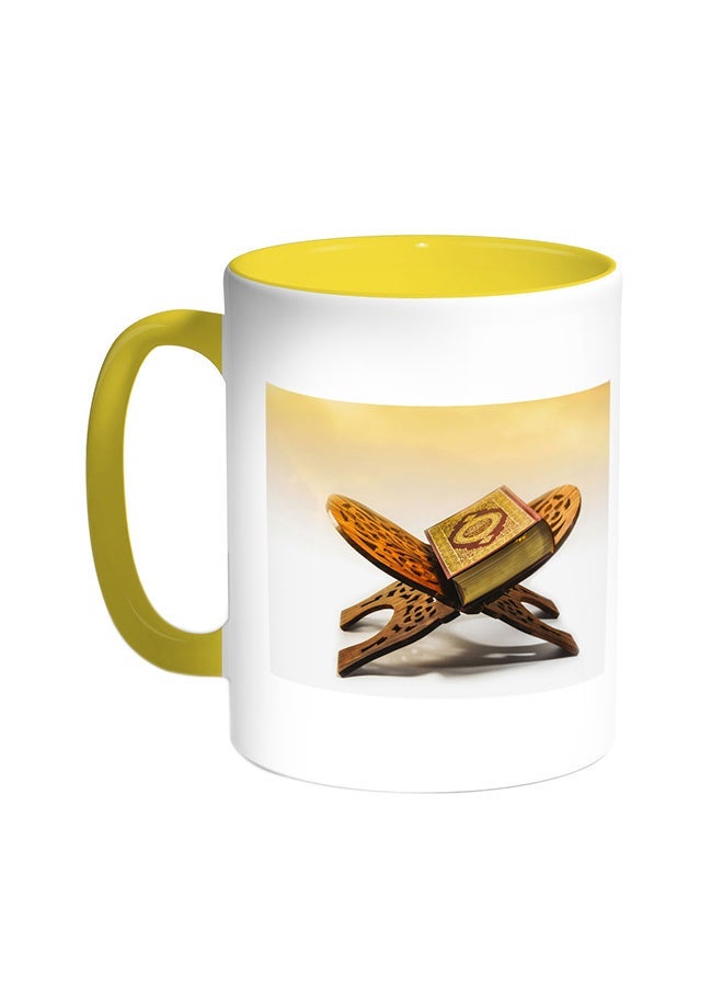 Islamic - The Quran Printed Coffee Mug Yellow/White 11ounce
