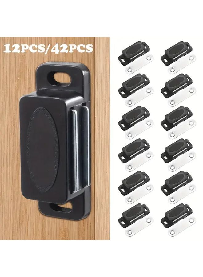 12pcs Black Heavy Duty Magnetic Cabinet Door Clips ABS No Screw Mounting - Image 2