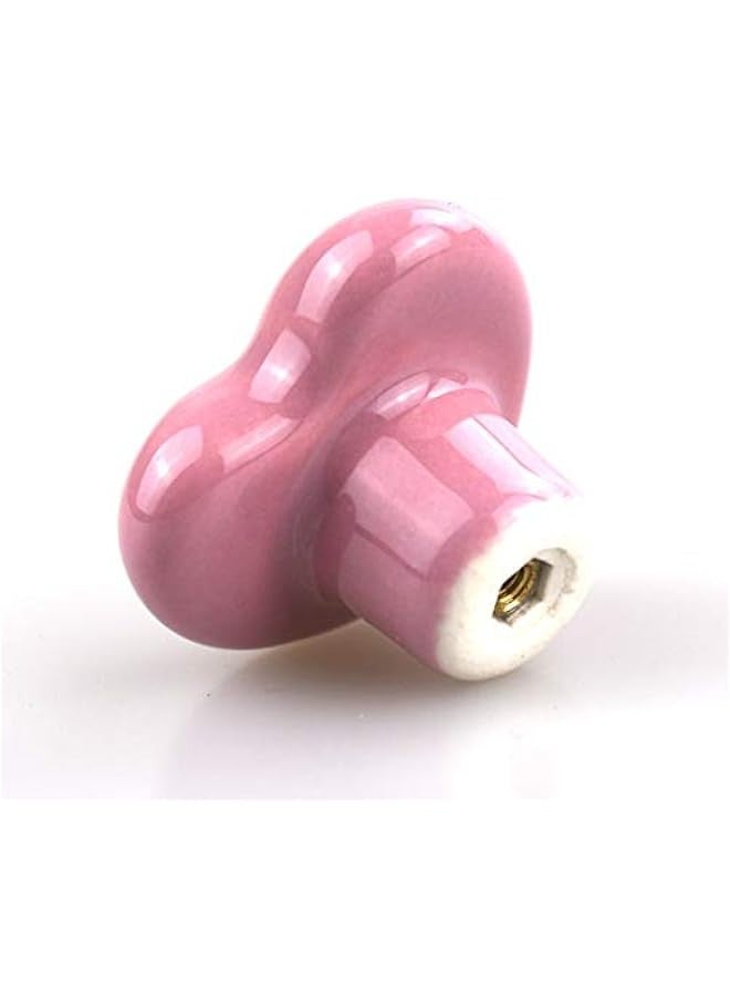 10 x Heart Shaped Ceramic Drawer Pull Knobs for Cabinet, Drawer, Children's Bedroom, Dresser, with Screws, Pink - Image 2