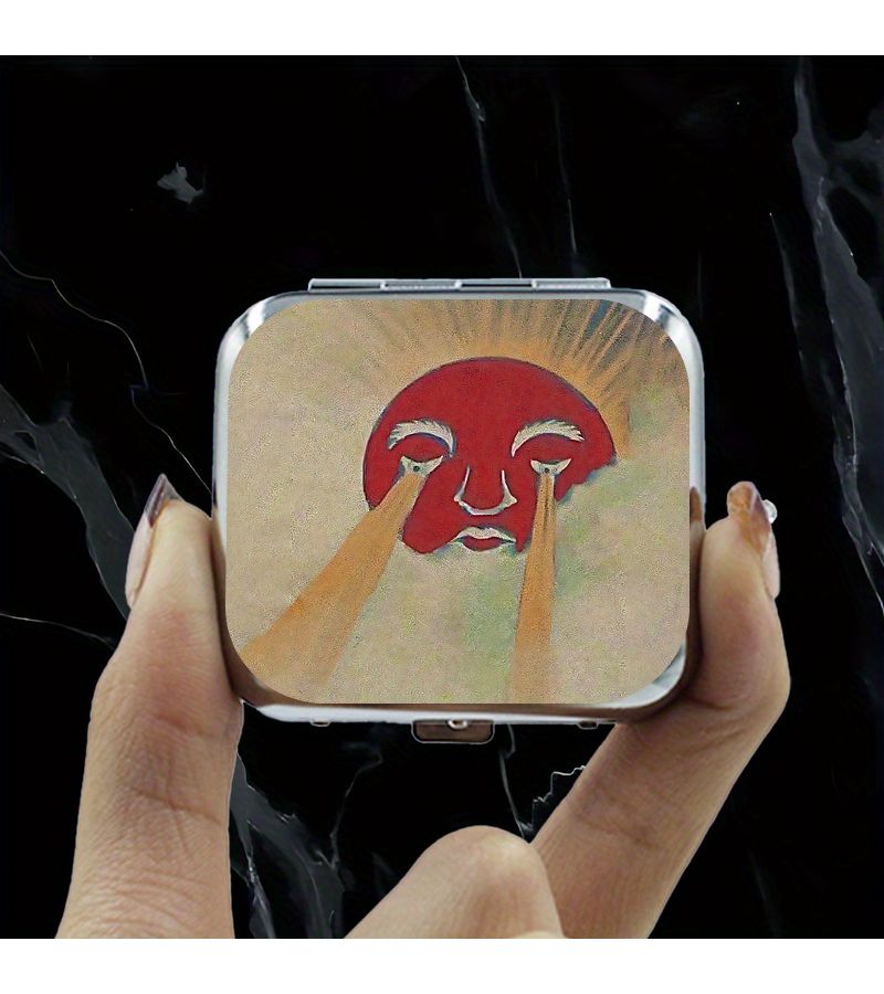 Metallic Leakproof Mini Metal Pocket Ashtray Stainless Steel Travel Case Crying Sun Gift - Image 5