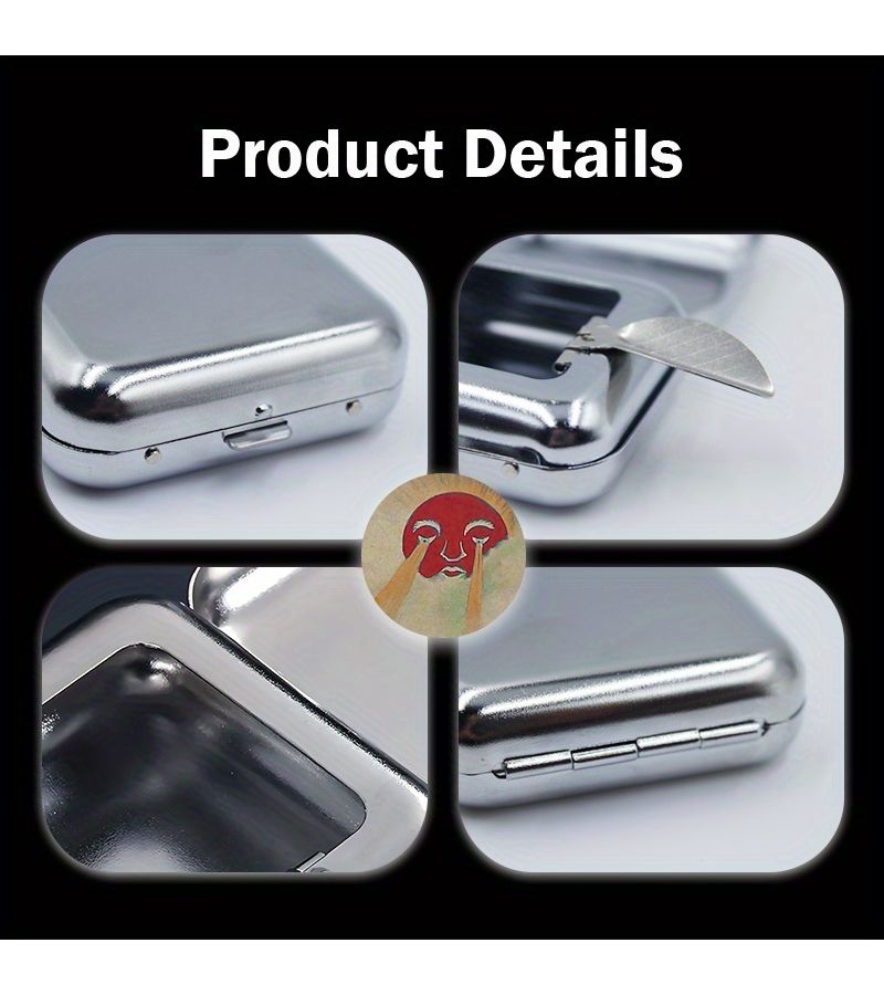 Metallic Leakproof Mini Metal Pocket Ashtray Stainless Steel Travel Case Crying Sun Gift - Image 3