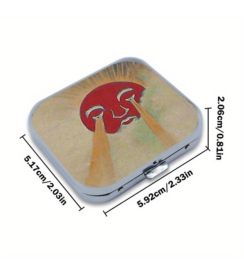 Metallic Leakproof Mini Metal Pocket Ashtray Stainless Steel Travel Case Crying Sun Gift - Image 2