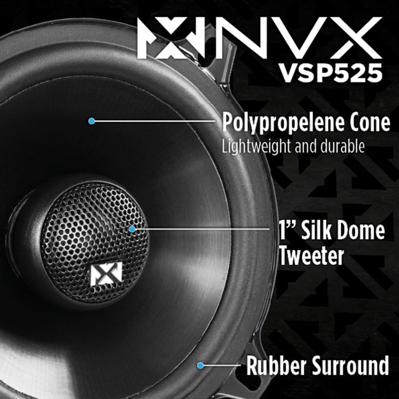 NVX VSP525 480W Peak (180W RMS) 5.25" V-Series 2-Way Coaxial Speakers with 25mm Silk Dome Tweeters - Image 3