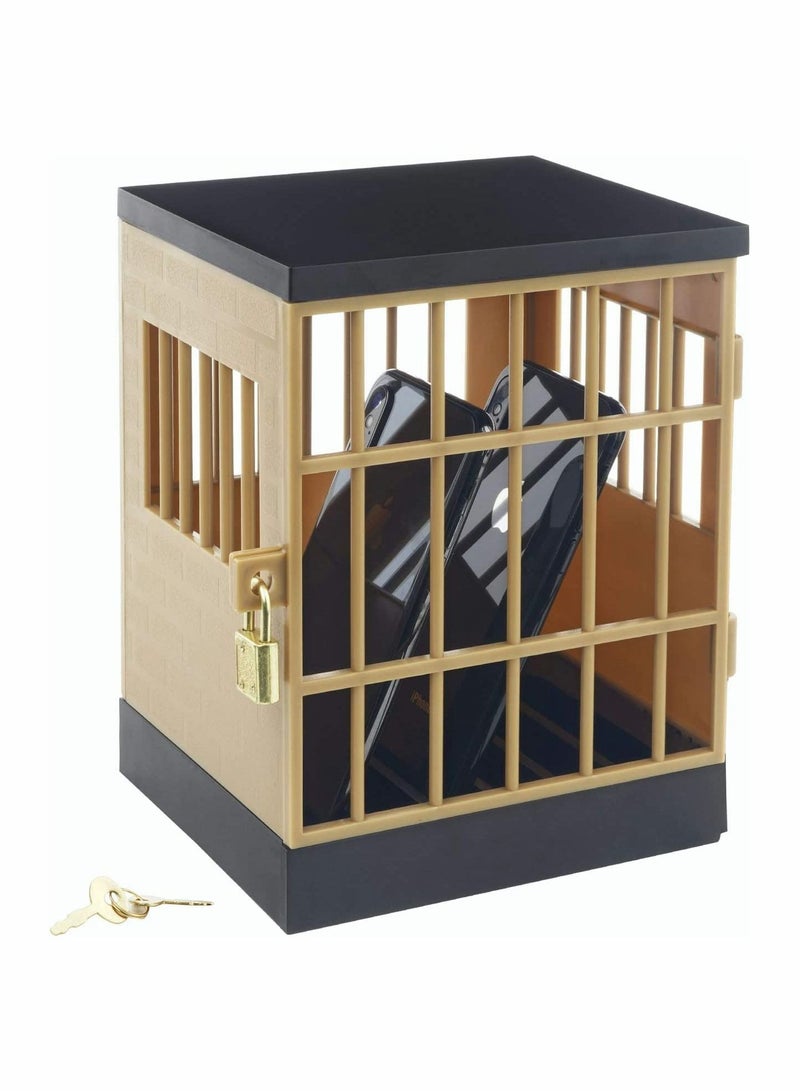 Y&D Cell Phone Jail Lock Box Gold Mobile Phones Prison Bracket Storage Lockable Cage for Classroom Family Time Party - Image 1