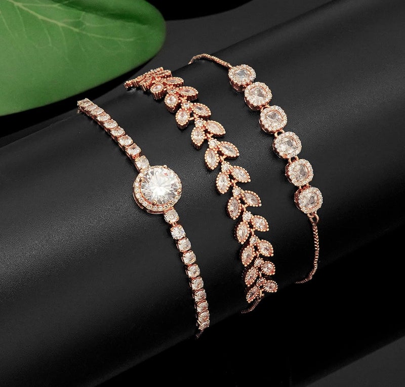 Wovanoo Tennis Bracelet for Women Cubic Zirconia Bracelets Adjustable Slider Bracelets Rose Gold - Image 5