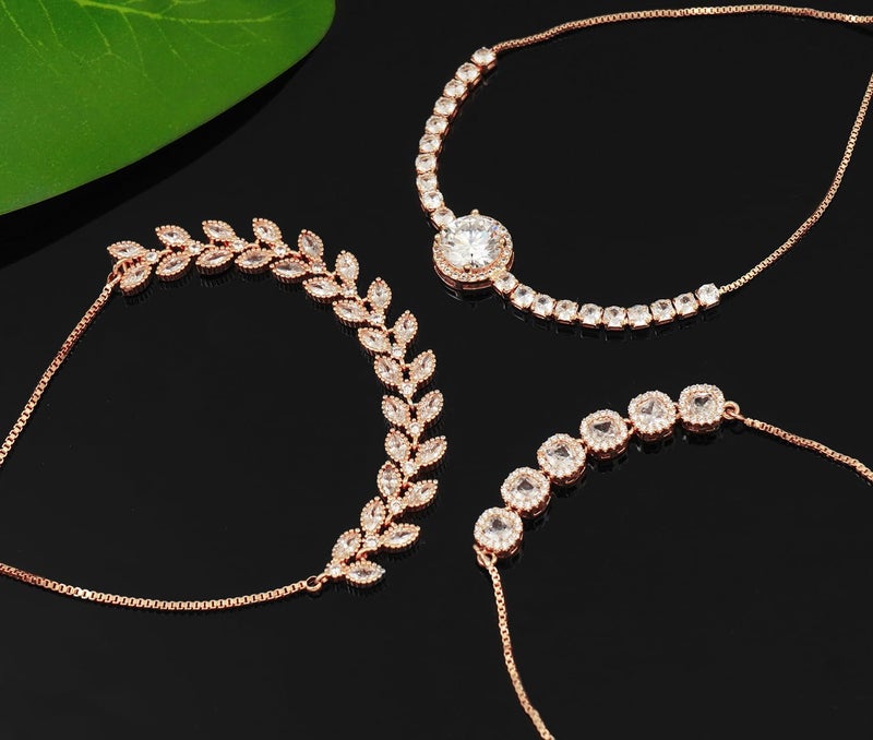Wovanoo Tennis Bracelet for Women Cubic Zirconia Bracelets Adjustable Slider Bracelets Rose Gold - Image 4