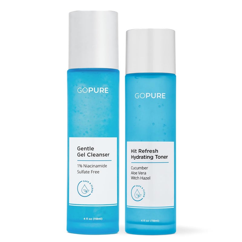 goPure Cleanse & Tone Set - Gentle Facial Cleanser and Hydrating Toner for Refreshed Looking Skin | 2 Piece Set for Daily Skincare Routine - Image 1