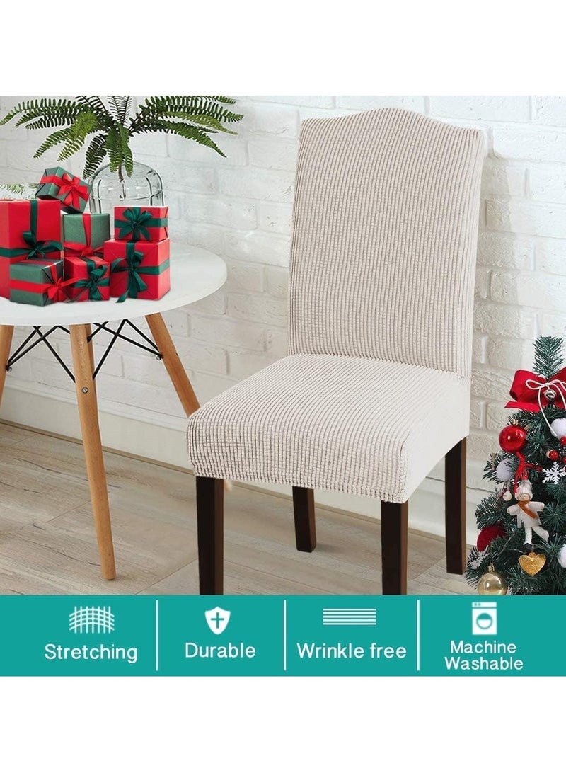 Beauenty Dining Chair Covers Stretch Chair Covers for Dining Room Chair Slipcover Removable Kitchen Chair Covers Chair Protector Covers for Dining Room, Hotel (White, 6pcs) - Image 3