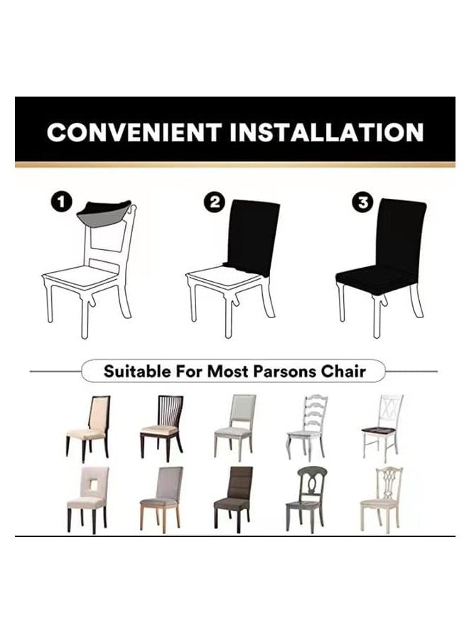 Beauenty - Dining Chair Covers Stretch Chair Covers for Dining Room Chair Slipcover Removable Kitchen Chair Covers Chair Protector Covers for Dining Room, Hotel (White, 6pcs) - Image 1