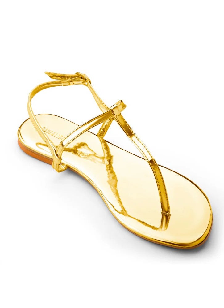 Katee - Tira Gold leather Summer Sandals for Women - Image 1