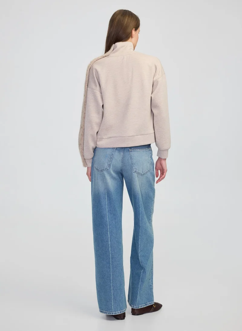 ابيكول Mixed High Neck Sweatshirt