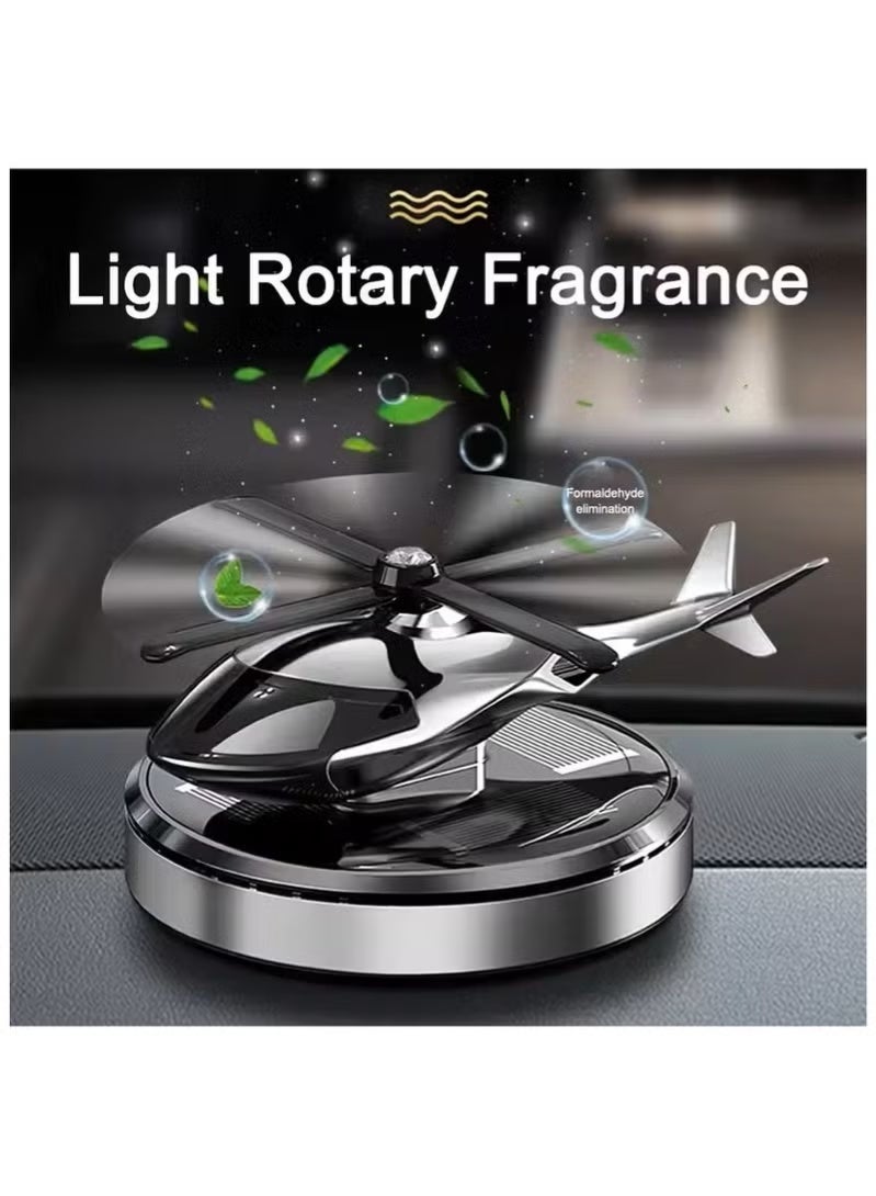 Solar-Powered Rotating Car Air Freshener – Aluminum Alloy Helicopter Diffuser for Car & Home Décor (Black) - Image 3