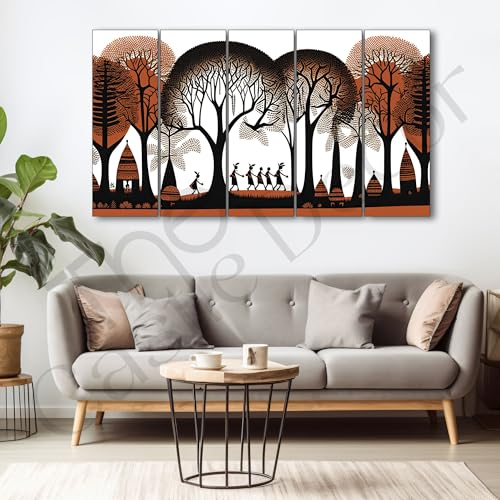 The Castle Decor Warli art painting with frame Big Size 27x48 Wall art for living room,Bedroom,Drawing room,Hotels-Wooden Framed-694 - Image 1