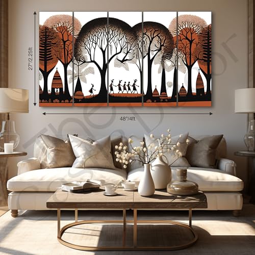 The Castle Decor Warli art painting with frame Big Size 27x48 Wall art for living room,Bedroom,Drawing room,Hotels-Wooden Framed-694 - Image 3
