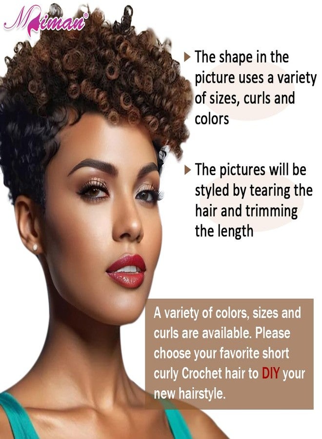 MIMAN 3 Packs 10 Inch Short Curly Crochet Hair Braids 6MM Spiral Curls Crochet Braided Synthetic Braiding Hair Extensions for Women DIY Mohawk Afro Braided Hairstyle (Black to Brown #1B/30) - Image 2