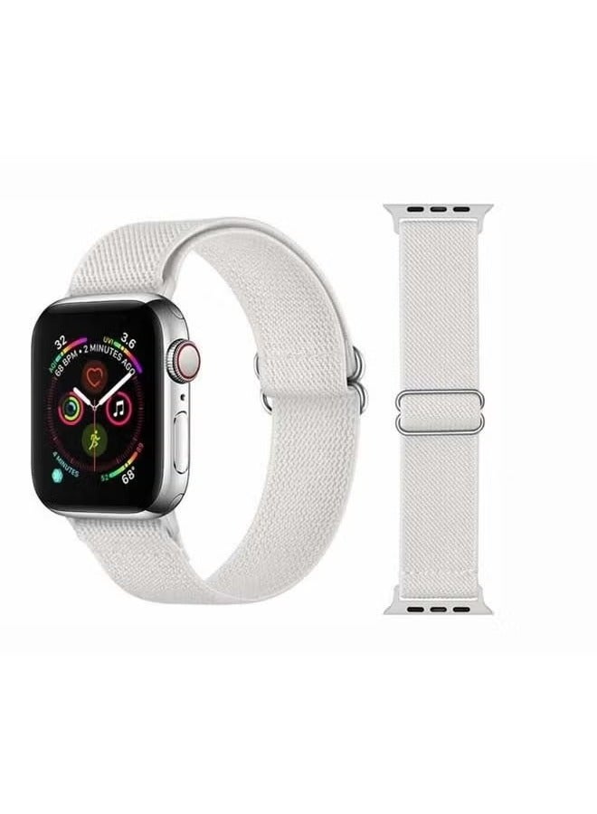 vesus Solid Adjustable Braided Solo Band for Apple Watch Series 6/SE/5/4/3/2/1 44/42mm White