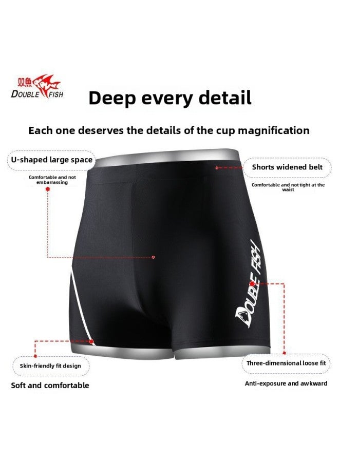 Pisces Swimming Trunks Men's Adult Special Anti-embarrassment Loose Plus Size Comfortable Quick-drying Breathable Professional Swimming Suit-Color:RL Swimming Trunks Four-piece Set 350-