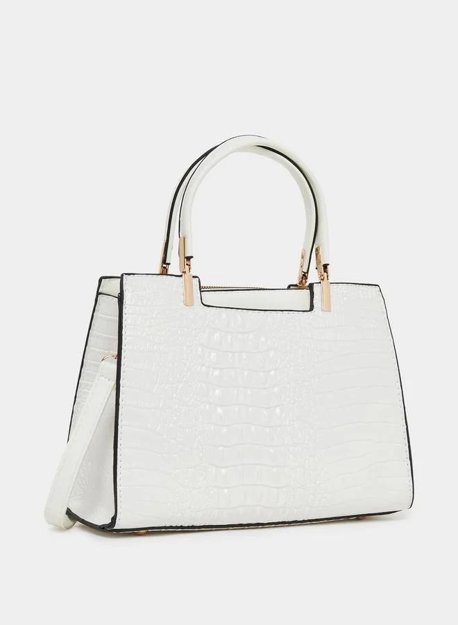 تايك تو حقيبة يد بمظهر جلد التمساح ومقابض مزدوجة