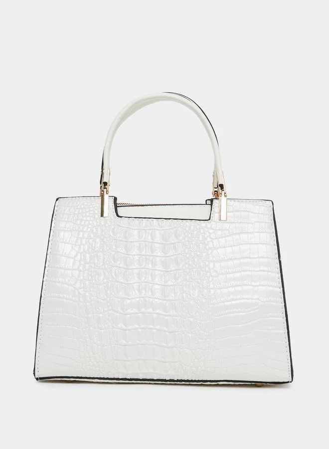 تايك تو حقيبة يد بمظهر جلد التمساح ومقابض مزدوجة