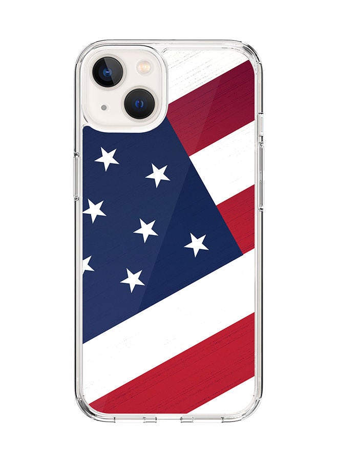 Stylizedd Classic Clear Case for Apple iPhone 14 Hybrid Soft Case Flexible Edges Anti Drop TPU PC Gel Thin Transparent Cover [ Designed for Apple iPhone 14 ] - Flag Of US Full Print - Image 1