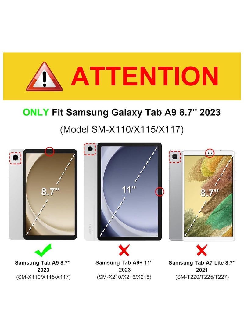 جراب Samsung Galaxy Tab A9 جراب Galaxy Tab A9 مقاس 8.7 بوصة، جراب Samsung Tab A9 جلدي ذكي دوار 360 درجة لجهاز Samsung Galaxy Tab A9 إصدار 2023 SM-X110 SM-X115 SM-X117 (أسود) - Image 2