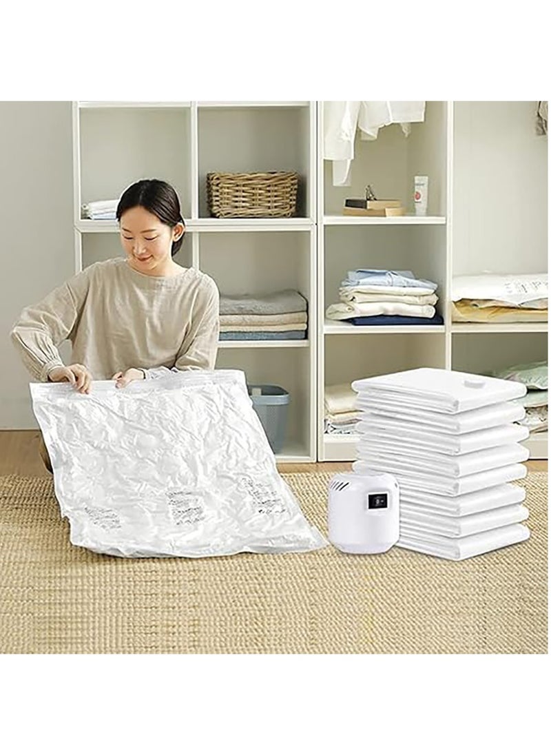 Generic 6Pcs Vacuum Storage Bags with Electric Pump Space Saver Sealer Compression Bags for Comforter and Blankets Jumbo Vacuum Seal Bags for Clothing Bedding Blankets Comforters Pillows (XL)  - Image 1