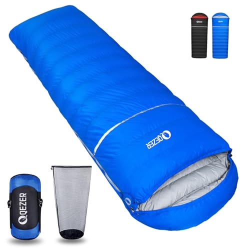 QEZER Down Sleeping Bag for Adults 0 Degree 600 Fill Power Cold Weather Ultralight Sleeping Bag with Compression Sack for Backpacking, Hiking, Camping - Image 1