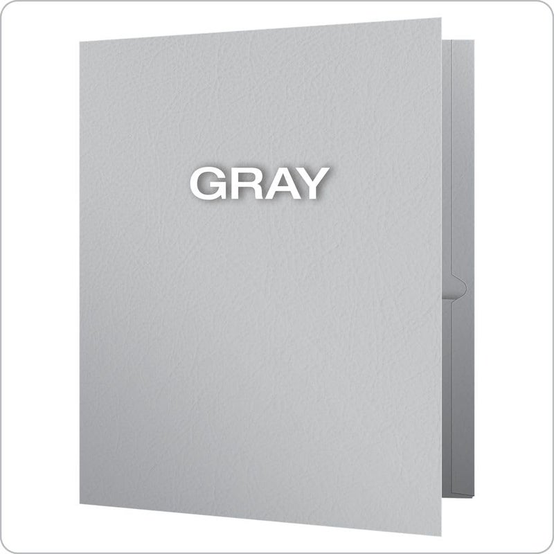 Oxford Twin-Pocket Folders, Textured Paper, Letter Size, Gray, Holds 100 Sheets, Box of 25 - Image 3