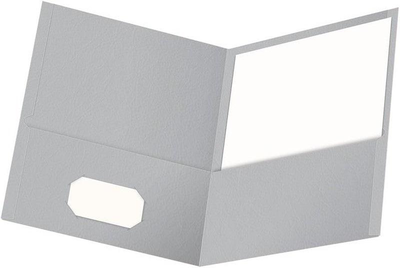 Oxford Twin-Pocket Folders, Textured Paper, Letter Size, Gray, Holds 100 Sheets, Box of 25 - Image 1