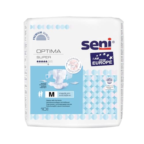 Seni Optima Super Medium Adult Diapers With Hip Bands 10 Pcs - Image 1