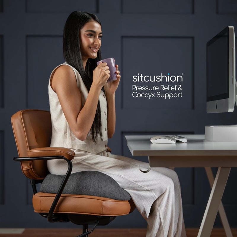 SitCushion Extra Large Office Chair Cushion for Sciatica Pain Relief, Memory Foam Seat Cushion for Car Seat Pad, Orthopedic Pillow. Computer Chair Cushion for Tailbone Pain Relief All Day Comfort(Gray) - Image 5