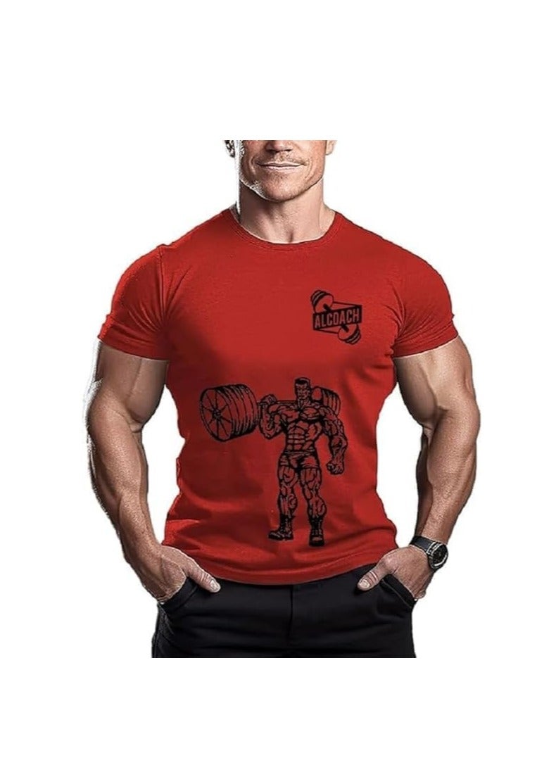 ALCOACH Men's Oversize T-shirt - ALCOACH - NEVER GIVE UP  Printed for exercise gym and bodybuilding  - Image 1