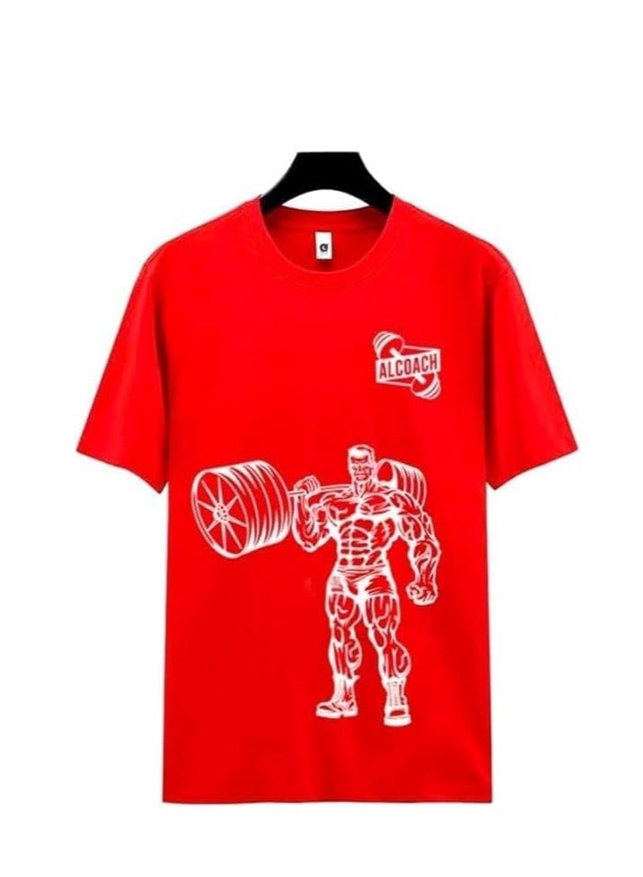 ALCOACH Men's Oversize T-shirt - ALCOACH - NEVER GIVE UP  Printed for exercise gym and bodybuilding  - Image 3