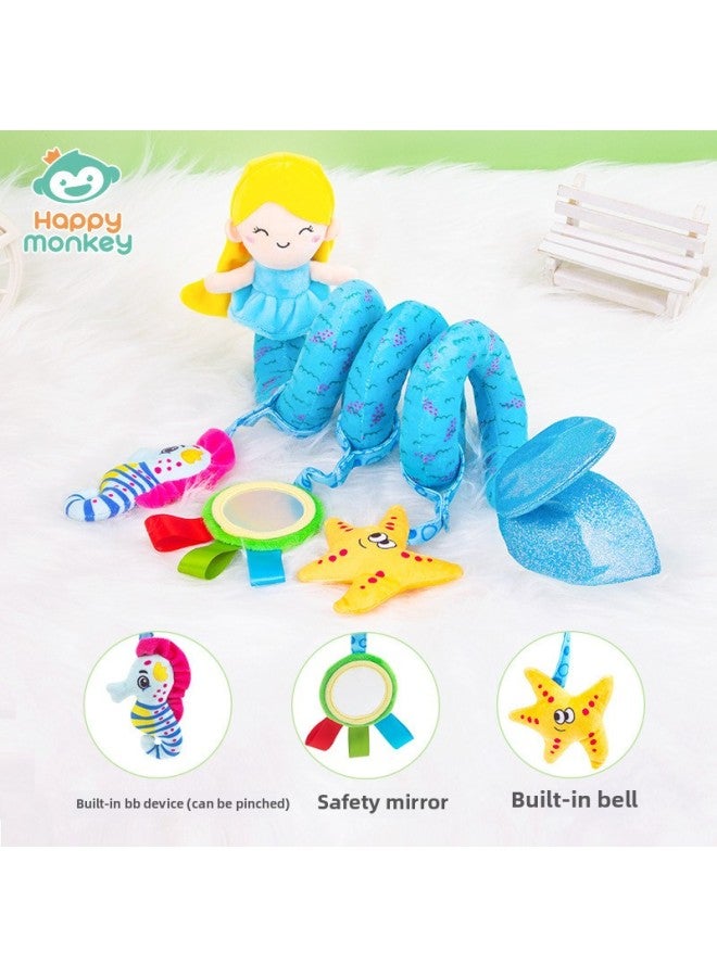 Happy Monkey Baby Toy Cartoon Animal Ornaments Stroller Pendant Baby Soothing Toy Plush-Color:H077A 【bed Winding】 Mermaid - Image 5