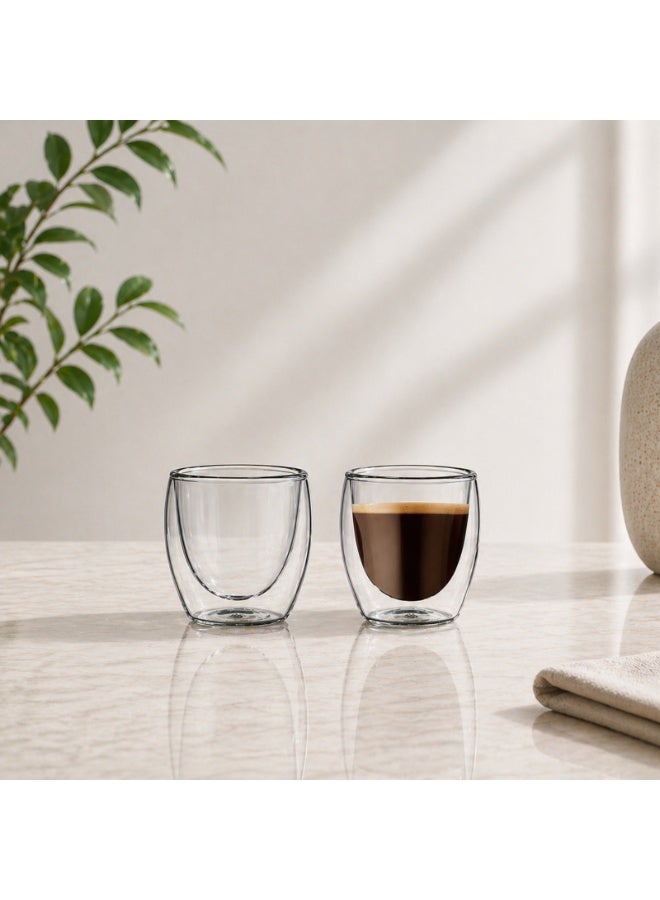 BLACKSTONE Double Wall Espresso Glass Cups Set of 2, 100ml Borosilicate Coffee Cups for Espresso, Arabic Coffee, Turkish Coffee & Tea Clear Insulated Glass, DG820 - Image 2