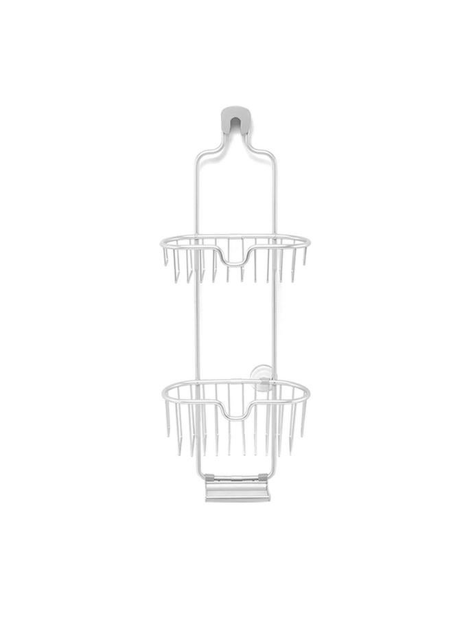 Primanova Paloma 2-Basket Aluminium Shower Caddy with Integrated Soap Dish Grey - Image 2