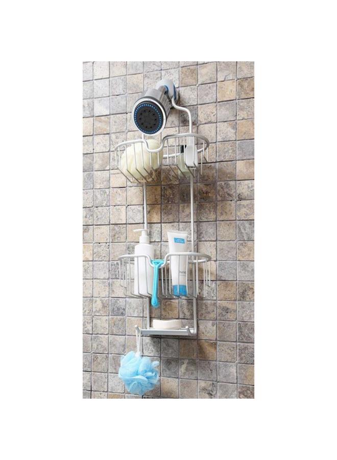 Primanova Paloma 2-Basket Aluminium Shower Caddy with Integrated Soap Dish Grey - Image 3