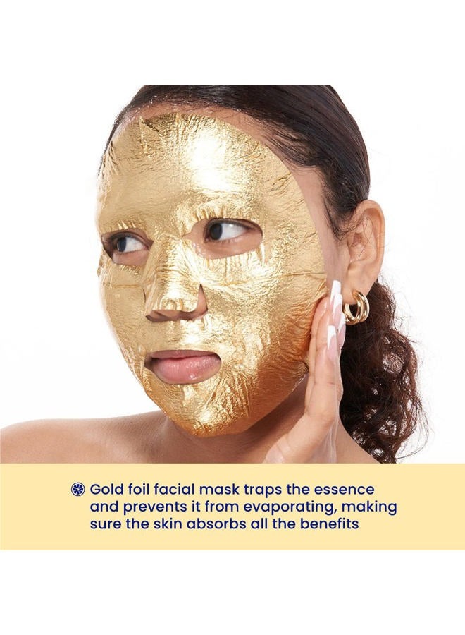 FACETORY K Beauty Face Mask Skin Care - BE BRIGHT BE YOU BRIGHTENING Sheet Mask with Gold Foil & Lemon Fruit | Glowing Gold Brightening Face Mask (10 Pack) - Image 5