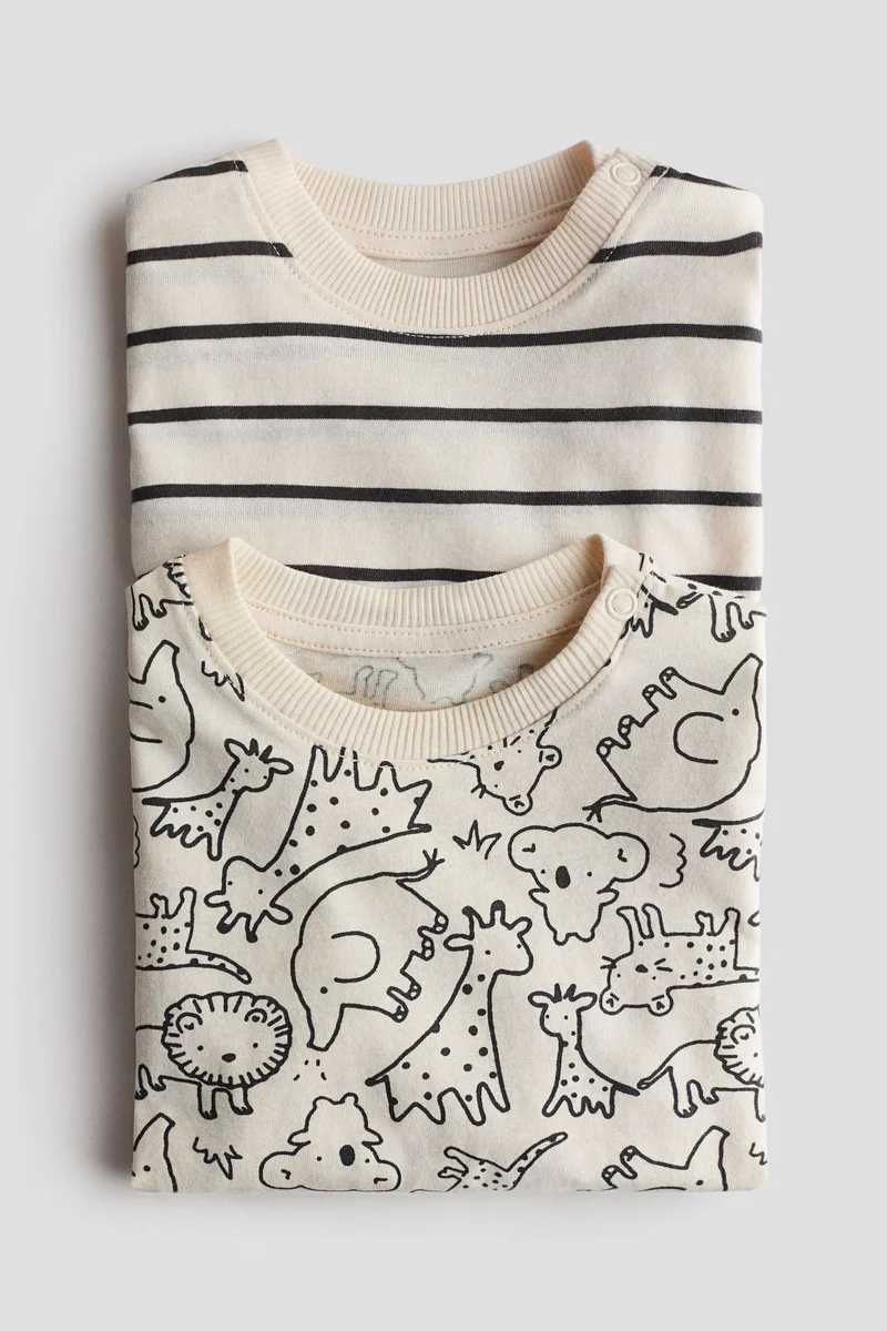 اتش اند ام تي شيرت بطبعة - عبوة من قطعتين