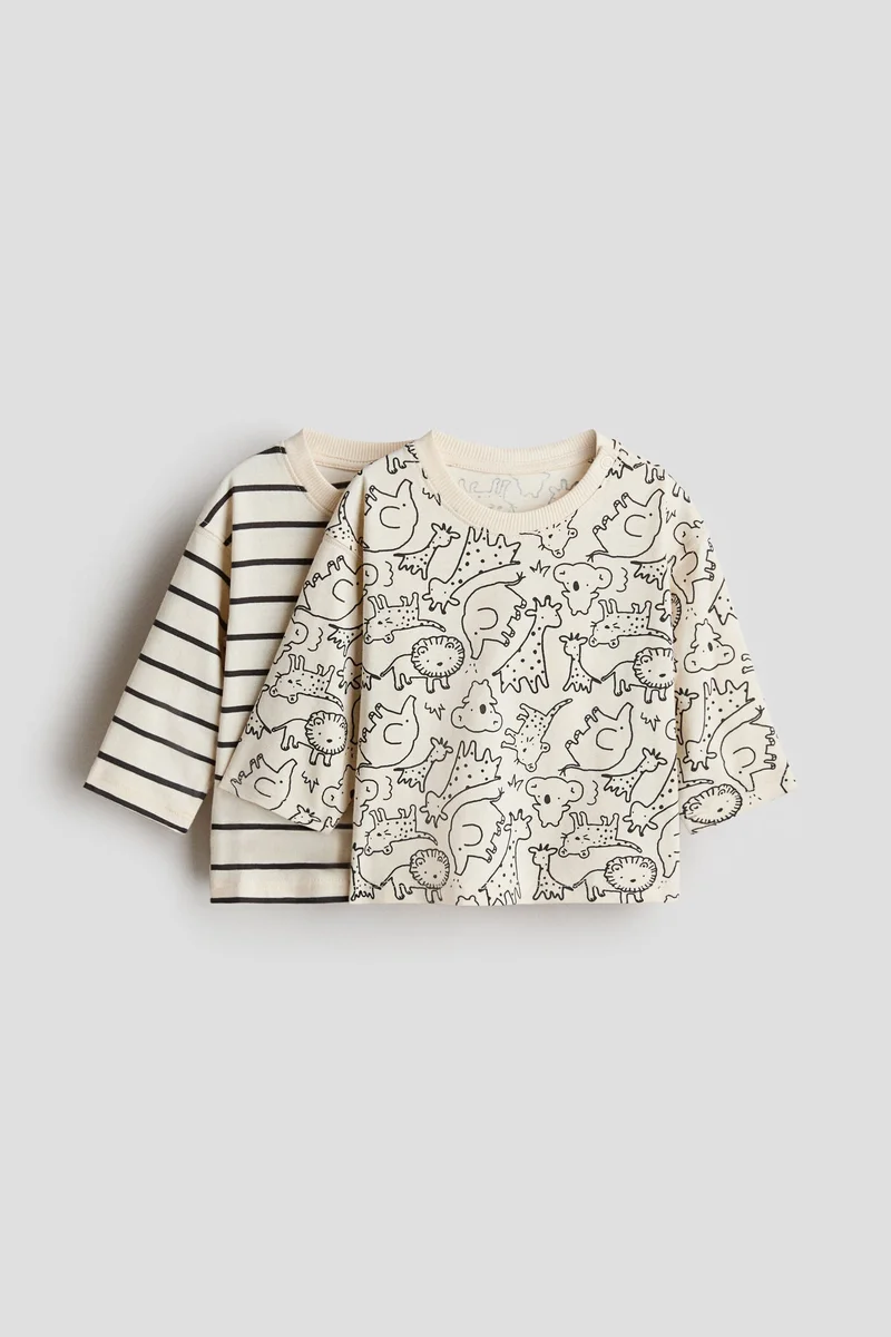 اتش اند ام تي شيرت بطبعة - عبوة من قطعتين