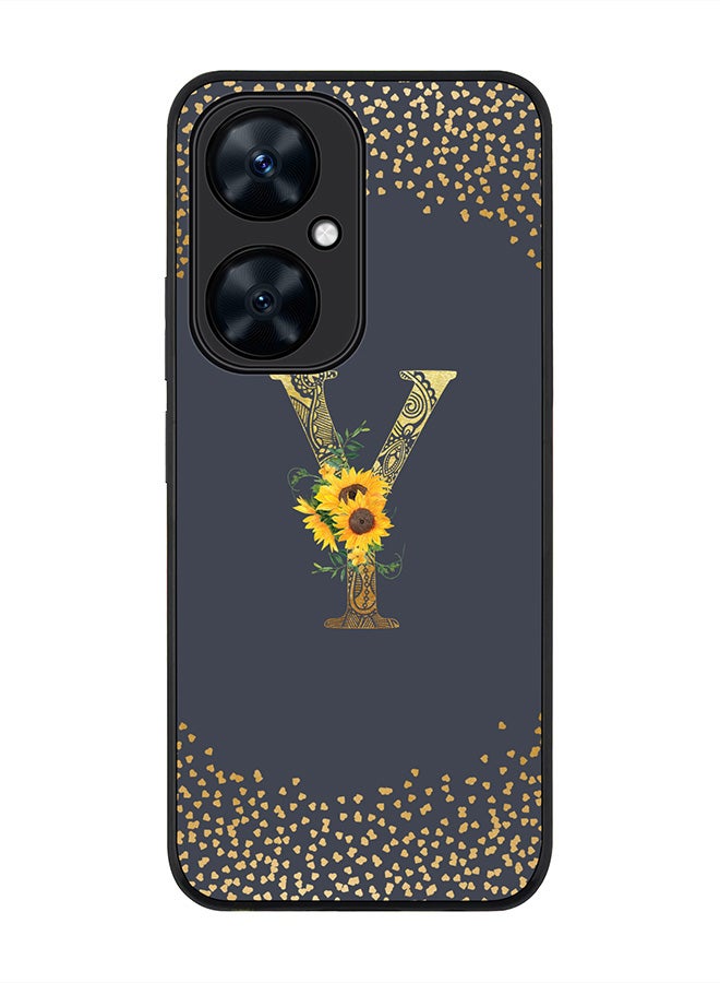 Stylizedd Rugged Black Edge case for Huawei nova 11i ,Slim fit Flexible Cover - Custom Monogram Initial Letter Floral Mandala Pattern Alphabet - Y (Grey ) - Image 1