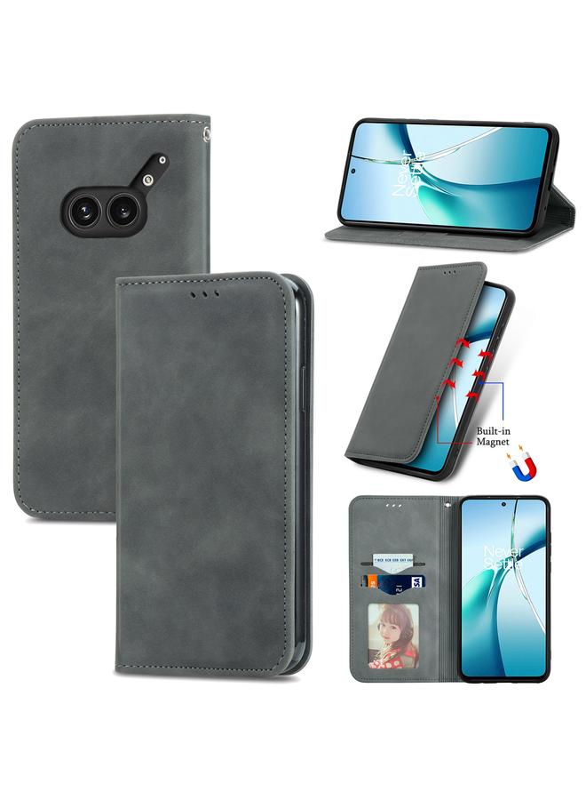 Case For Nothing Phone 2a Plus Retro Skin Feel Magnetic Flip Leather Phone Case