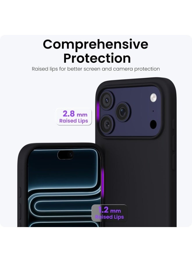 Compatible with iPhone 17 Pro Max Case Slim Liquid Silicone 4 Layers Soft Gel Rubber Shockproof Protective Phone Case with Anti Scratch Microfiber Lining (Black) - Image 2
