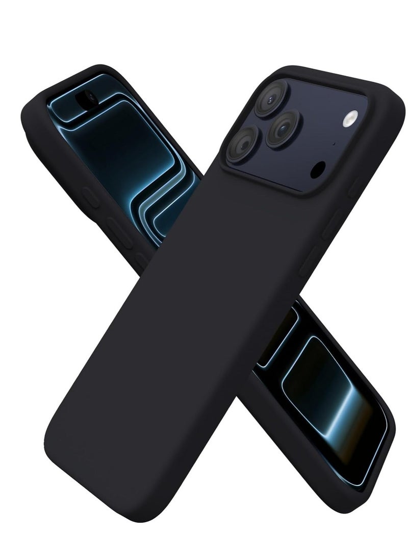 Compatible with iPhone 17 Pro Max Case Slim Liquid Silicone 4 Layers Soft Gel Rubber Shockproof Protective Phone Case with Anti Scratch Microfiber Lining (Black) - Image 1