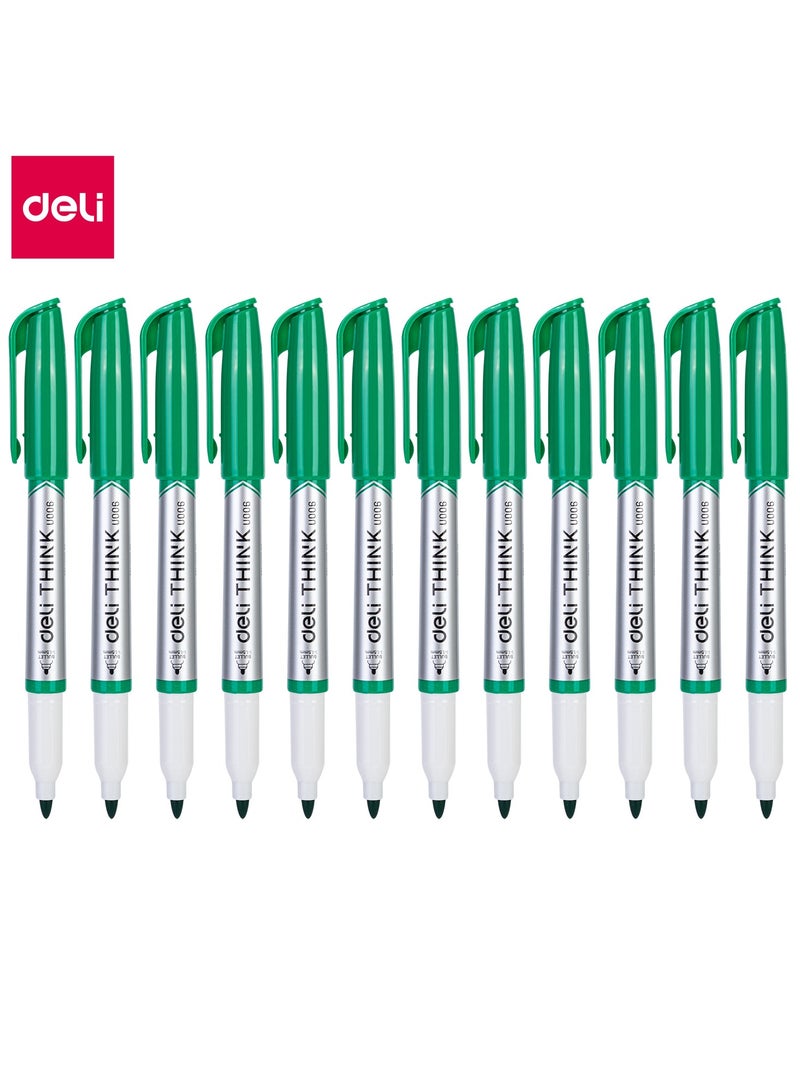 Deli EU00650 Whiteboard Marker GREEN 12pcs/box - ideal for offices, schools and meeting rooms - Image 1