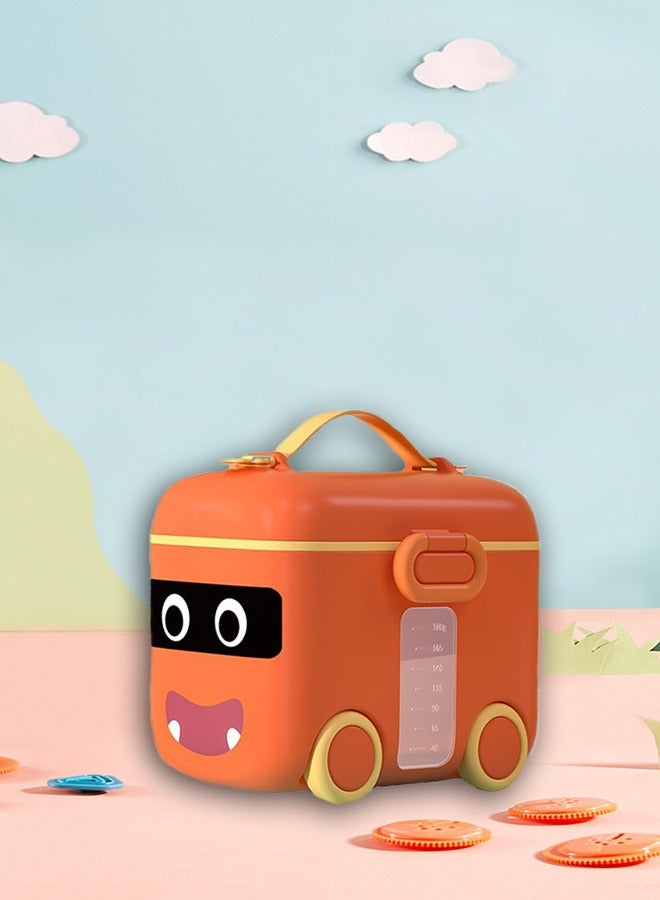 Baby Milk Powder Dispenser Milk Powder Box Portable Food Storage Toddler Snack Containers Milk Powder Storage Box with Spoon(Orange) - Image 1