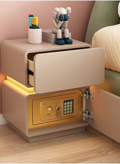 Kidle Smart Home Luxury Cream Floating Bedside Cabinet with Built-in Safe - Large Storage, Silent Sliding Drawers, Leather-Wrapped Design for Bedroom  - Image 5